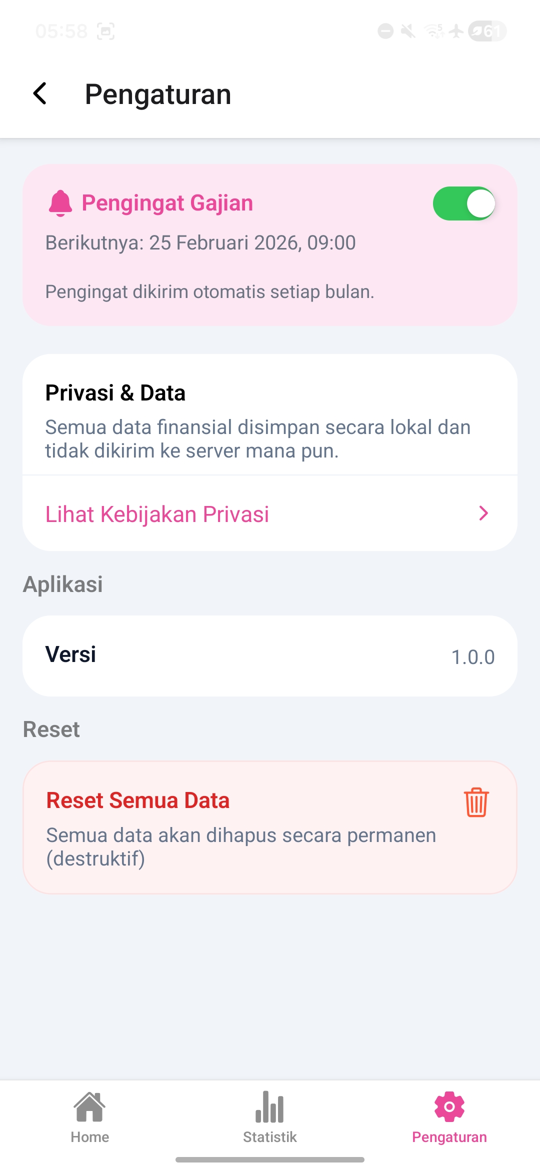 Ilustrasi data lokal tanpa server